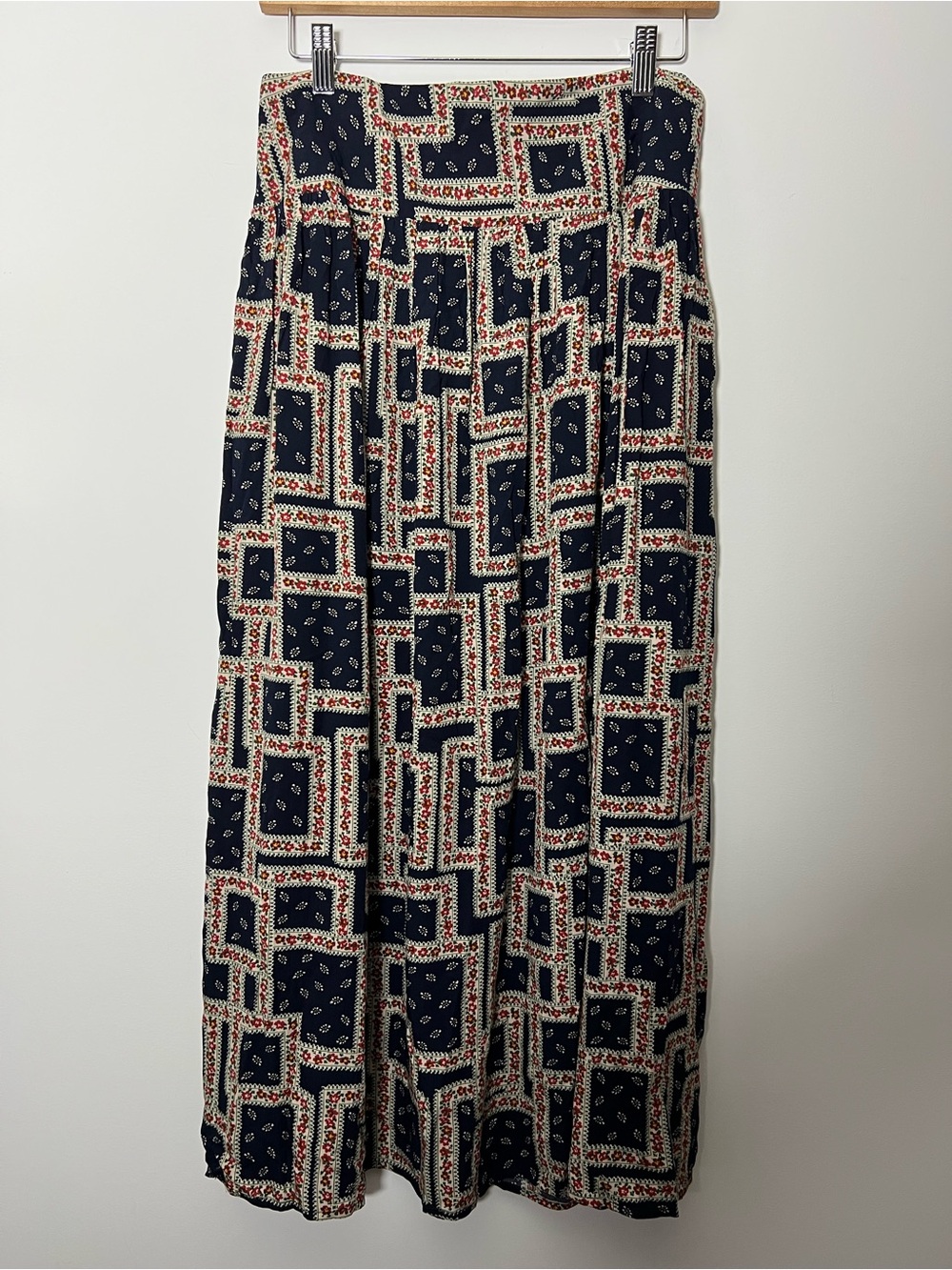 Natural Life Boho Maxi Skirt Floral Patchwork Print Coastal West Coast Navy - Picture 2 of 12